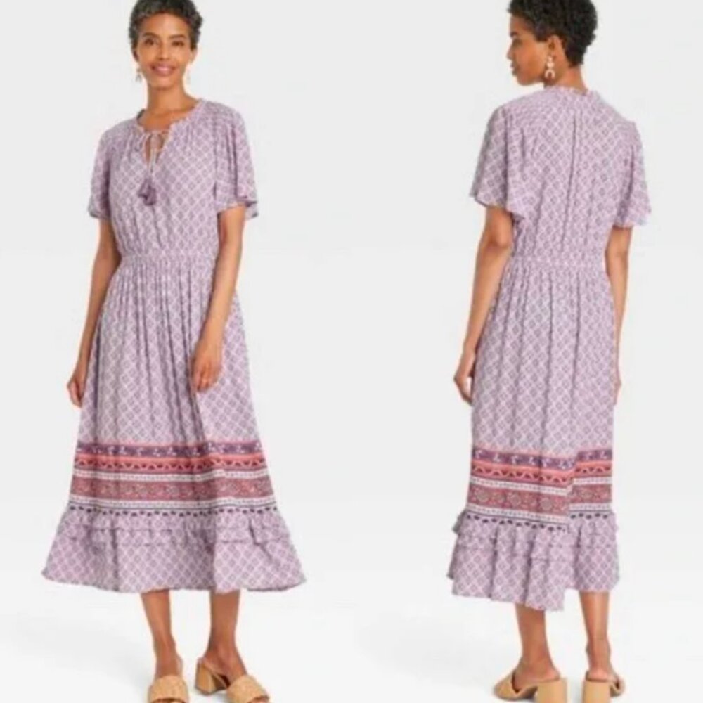 ☀️ TARGET KNOX ROSE Lilac Haze Floral Maxi Dress Boho Cute Cottagecore Tassel